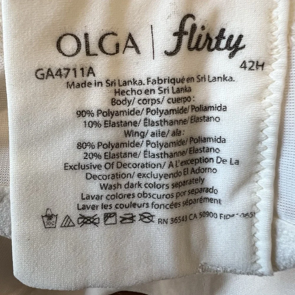 Olga Flirty Balconette Bra Women's Size 42H Heart Lined Underwire - Picture 4 of 5